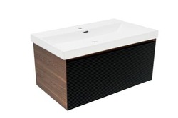 Koupelnová skříňka s umyvadlem Naturel Monza 79x30x45 cm ořech mat/černá MONZA80BNU4