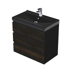 Koupelnová skříňka s umyvadlem SAT Cube Way 80x76,5x46 cm dub wellington mat CUBE3D46803ZHVERB