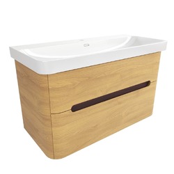 Koupelnová skříňka s umyvadlem SAT Fusion 97,5x53x45 cm dub medový mat SATFUSION2100DMU