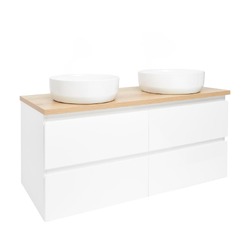 Koupelnová skříňka SAT B-Way 119x50x45 cm 2x umyvadlo na desku bílá BWAY2120WDOAKU2