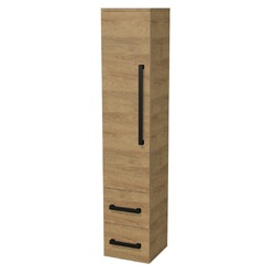 Koupelnová skříňka vysoká s černou úchytkou SAT Cube Way 35x163x33 cm dub Hickory mat CUBE3CV35DH