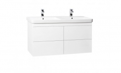 Krajcar Dvojumyvadlo se skříňkou 120cm LX-Luxury PLX120, korpus bílý, dvířka bílá, otevírání PUSH