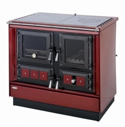 Náhled obrázku: KVS Moravia Sporák na pevná paliva s troubou TYP 9112 Klaudie bordó/chrom 