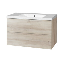 Mereo Aira Skříňka s umyvadlem z litého mramoru 101cm dub - CN722M