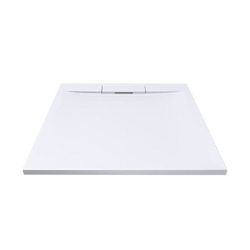 Mereo Čtvercová sprchová vanička 80x80x3 cm, s hranatým krytem sifonu, vč. sifonu, bez nožiček, litý mramor - CV41KS