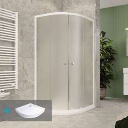 Mereo Kora Light Sprchový kout s vaničkou 90x90cm a sifonem bílá/grape CK35121ZH