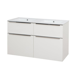 Mereo Mailo Koupelnová skříňka s dvojumyvadlem bílá 2 zásuvky 1210x580x458mm