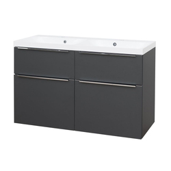 Mereo Mailo Koupelnová skříňka s dvojumyvadlem z litého mramoru antracit 4 zásuvky 1210x580x458mm