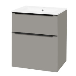 Mereo Mailo Koupelnová skříňka s umyvadlem 61cm, šedá mat, černé madlo - CN570B