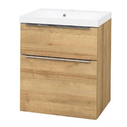 Mereo Mailo Koupelnová skříňka s umyvadlem dub 2 zásuvky 610x580x458mm