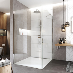 Mereo Novea Sprchový kout čtverec pivot 80x80 cm chrom ALU sklo Čiré dveře L/P a pevný díl - CK11913Z