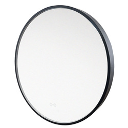 Mereo Zrcadlo kulaté 60 cm, LED osvětlení, černý rám - CN164