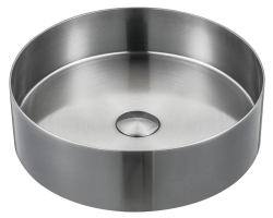 Nerezové kulaté umyvadlo Sapho AURUM, průměr 38 cm, včetně výpusti, broušený nerez