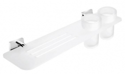 NIMCO Keira Koupelnová polička s frézovanými otvory a sklenkami 50 cm matný Plexiglass/chrom