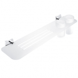 NIMCO Keira Koupelnová polička s frézovanými otvory a sklenkami 60 cm matný Plexiglass/chrom