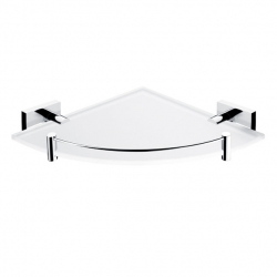 NIMCO Keira Rohová police s ohrádkou 25x25 cm čiré+matné sklo/chrom