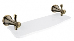 Náhled obrázku: NIMCO Lada Polička do koupelny 40cm bílý umělý kámen mosaz staromosaz 