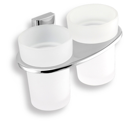 Novaservis Dvojitý držák kartáčků a pasty sklo Metalia 12 chrom