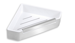 Novaservis Sprchová polička se stěrkou na sprchový kout rohová, bílá/chrom