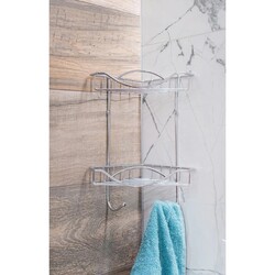 Olsen-Spa Rohová drátěná polička, 2 patra, 17,5×17,5×30 cm