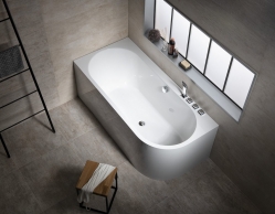 Polysan Astra L Monolith Asymetrická vana s integrovaným panelem 160x75x60cm  bílá