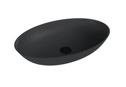 Polysan BANERA OVAL umyvadlo na desku, litý mramor, 60x40cm, antracit mat