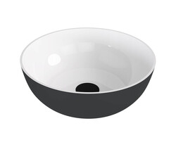 Polysan BANERA ROUND umyvadlo na desku, litý mramor, průměr 39cm, bílá/antracit mat