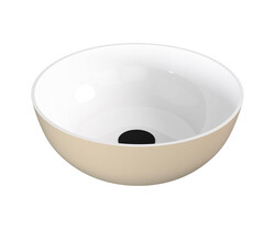 Polysan BANERA ROUND umyvadlo na desku, litý mramor, průměr 39cm, bílá/béžová mat