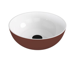 Polysan BANERA ROUND umyvadlo na desku, litý mramor, průměr 39cm, bílá/hnědá mat