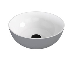 Polysan BANERA ROUND umyvadlo na desku, litý mramor, průměr 39cm, bílá/šedá mat