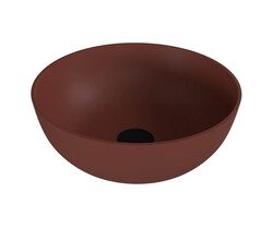 Polysan BANERA ROUND umyvadlo na desku, litý mramor, průměr 39cm, hnědá mat