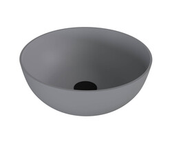 Polysan BANERA ROUND umyvadlo na desku, litý mramor, průměr 39cm, šedá mat