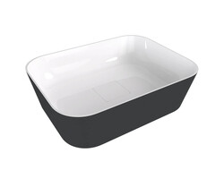 Polysan BANERA SQUARE umyvadlo na desku, litý mramor, 50x36cm, bílá/antracit mat