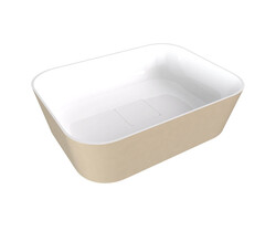 Polysan BANERA SQUARE umyvadlo na desku, litý mramor, 50x36cm, bílá/béžová mat