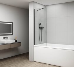 Náhled obrázku: Polysan FISA vanová zástěna 800x1500mm, gun metal, čiré sklo - FS1082-GM 