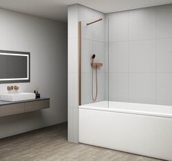 Náhled obrázku: Polysan FISA vanová zástěna 800x1500mm, měď mat, čiré sklo - FS1082-PG 