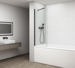 Polysan FISA vanová zástěna pevná 70x150 cm, černá mat, čiré sklo