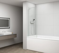 Polysan FISA vanová zástěna pevná 80x150 cm, bílá mat, čiré sklo