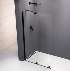 Polysan ROLLS BLACK Walk-In sprchové dveře 120cm černá mat, čiré sklo