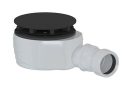 Náhled obrázku: Polysan Vaničkový sifon, průměr 90mm, DN40, nízký, krytka černá mat - 17916B 