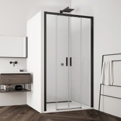 Posuvné sprchové dveře Atyp 100-180cm SanSwiss TLS4 Top Line S Black SM1, sklo čiré, rám černý mat