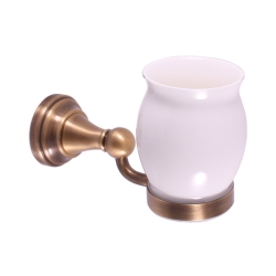 Rav Slezák Držák kartáčků keramika Morava Retro stará mosaz (bronz)