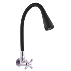 Rav Slezák Kohoutková baterie na jednu vodu s flexibilním ramínkem, černá/chrom - MK192/13