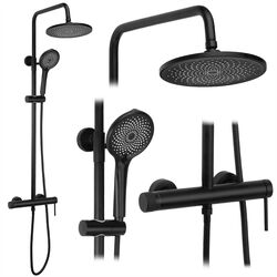 REA Foss Clif Sprchový sloup s baterií, rozteč 150mm černá mat