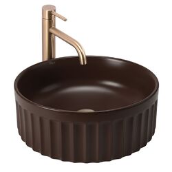Náhled obrázku: REA kulaté umyvadlo na desku 38 cm DUO Espresso Matt REA kulaté umyvadlo na desku 38 cm DUO Espresso Matt
