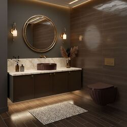 Náhled obrázku:  REA kulaté umyvadlo na desku 38 cm DUO Espresso Matt