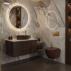 Náhled obrázku:  REA kulaté umyvadlo na desku 38 cm DUO Espresso Matt