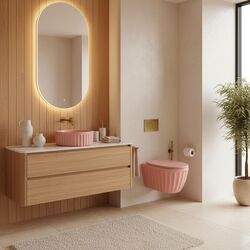 Náhled obrázku:  REA kulaté umyvadlo na desku 38 cm DUO Sweet Pink Matt