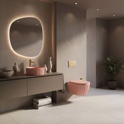 Náhled obrázku:  REA kulaté umyvadlo na desku 38 cm DUO Sweet Pink Matt