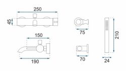 Náhled obrázku:  Vanová baterie SET 150mm Rea Lungo Titan